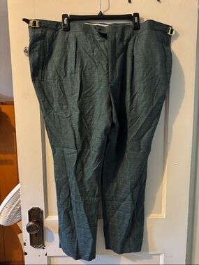 Men's Deep Forest Green Pleated Dress Pants